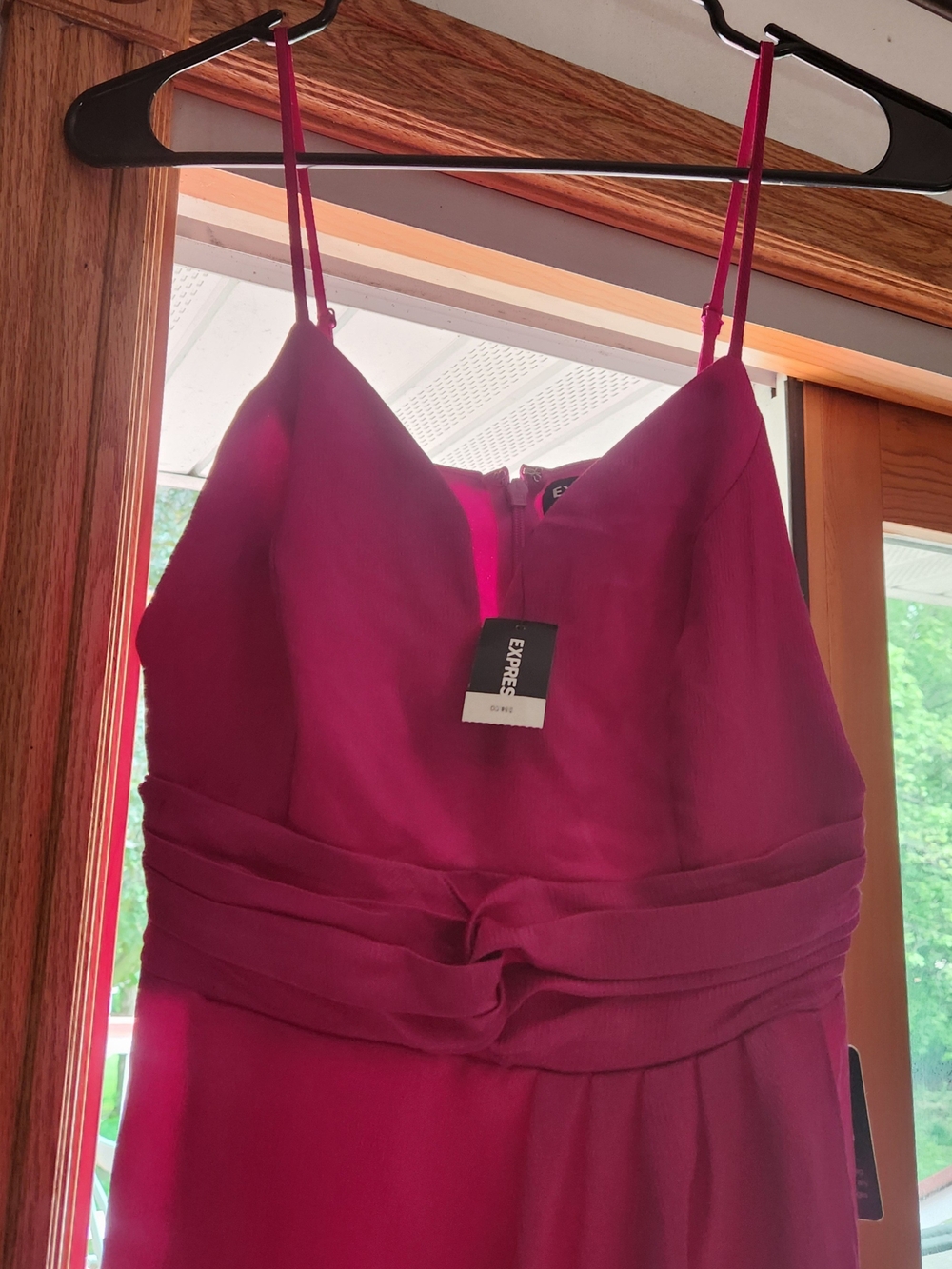 Express Fuchsia Strapless Waist-Band Evening Dress